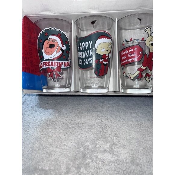 FAMILY GUY 16 oz Drinking Beverage Glasses Peter Lois Stewie Brian Set of 4 - Picture 2 of 12